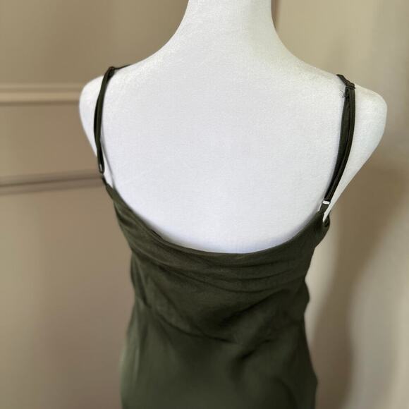 Anthropologie Elyse Bias Slip Dress Women’s Small Moss Green Cowl Neck - Picture 5 of 8